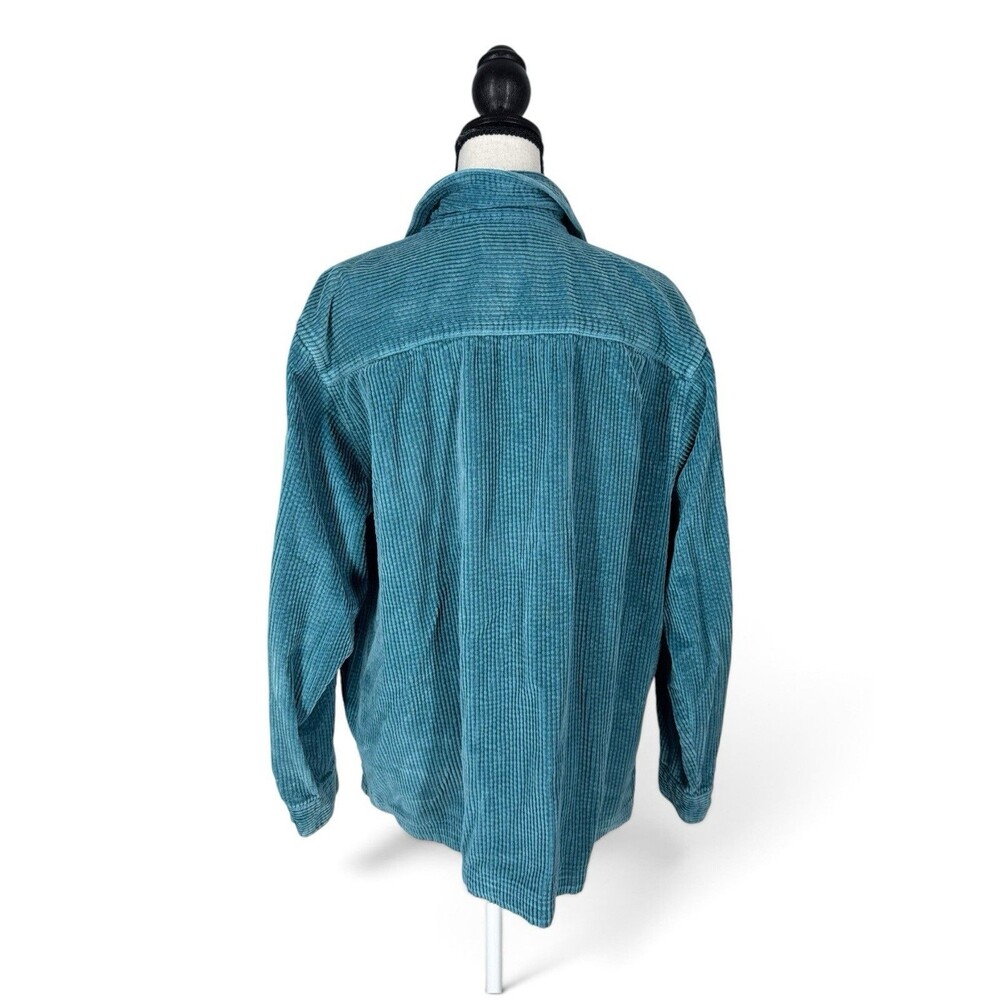 L.L Bean Blue Wide Wale Velvety Button Up Top Shirt Shacket‎ Size LP - Picture 3 of 5